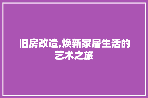 旧房改造,焕新家居生活的艺术之旅