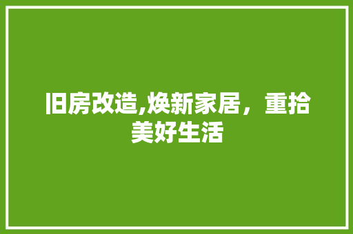 旧房改造,焕新家居，重拾美好生活