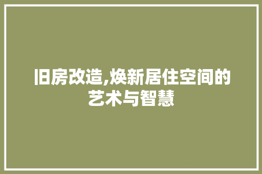 旧房改造,焕新居住空间的艺术与智慧
