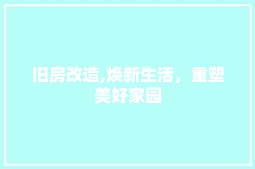 旧房改造,焕新生活，重塑美好家园