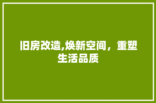 旧房改造,焕新空间，重塑生活品质