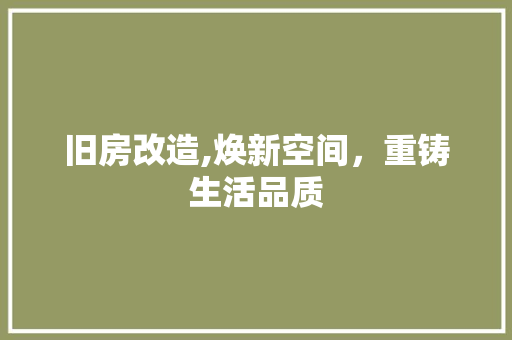 旧房改造,焕新空间，重铸生活品质