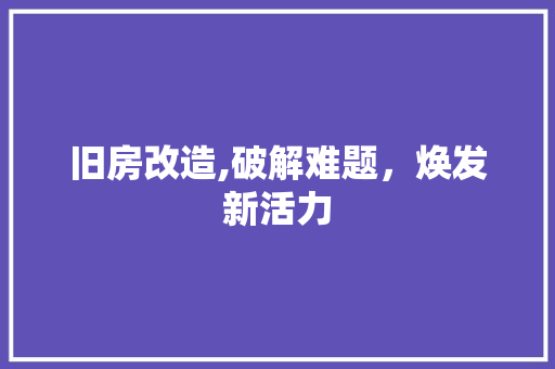 旧房改造,破解难题，焕发新活力