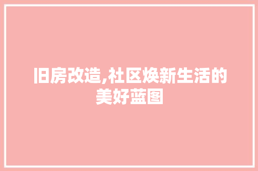 旧房改造,社区焕新生活的美好蓝图