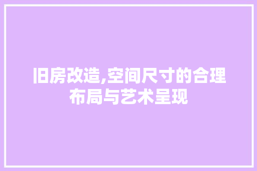 旧房改造,空间尺寸的合理布局与艺术呈现