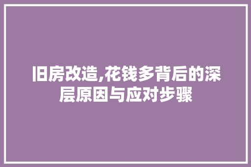 旧房改造,花钱多背后的深层原因与应对步骤