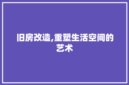 旧房改造,重塑生活空间的艺术