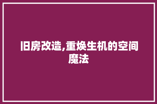 旧房改造,重焕生机的空间魔法