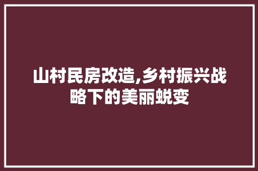 山村民房改造,乡村振兴战略下的美丽蜕变 户内维修