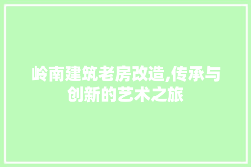 岭南建筑老房改造,传承与创新的艺术之旅