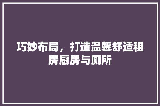 巧妙布局，打造温馨舒适租房厨房与厕所 户内维修