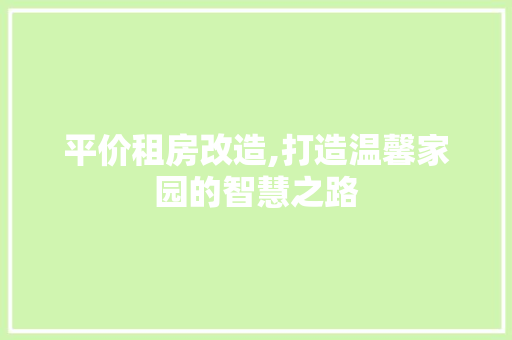 平价租房改造,打造温馨家园的智慧之路 墙体维修