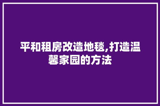 平和租房改造地毯,打造温馨家园的方法 墙体维修