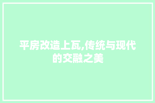 平房改造上瓦,传统与现代的交融之美 户内维修