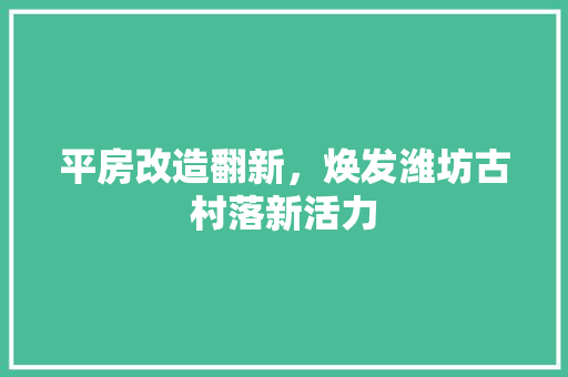 平房改造翻新，焕发潍坊古村落新活力