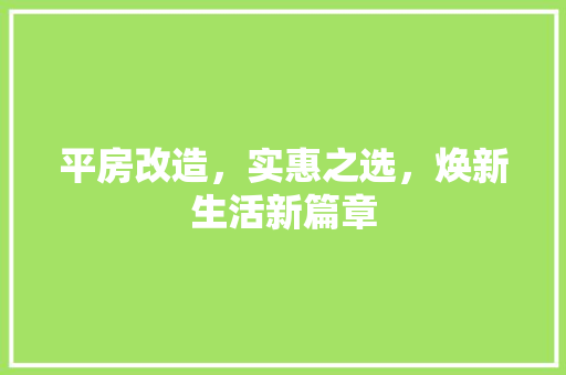 平房改造，实惠之选，焕新生活新篇章