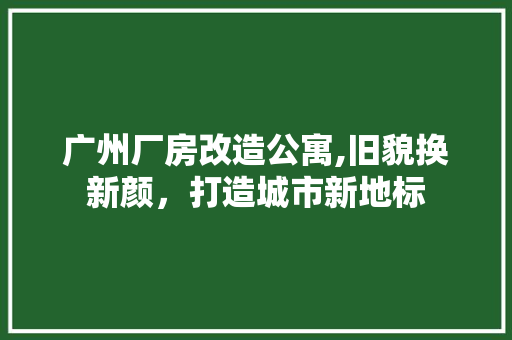 广州厂房改造公寓,旧貌换新颜，打造城市新地标