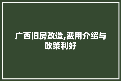 广西旧房改造,费用介绍与政策利好 居家维修