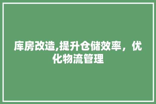 库房改造,提升仓储效率，优化物流管理