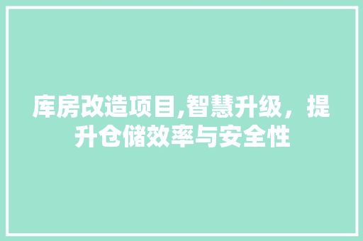 库房改造项目,智慧升级，提升仓储效率与安全性