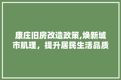 康庄旧房改造政策,焕新城市肌理，提升居民生活品质