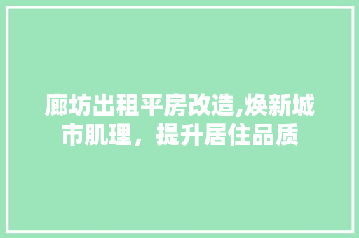 廊坊出租平房改造,焕新城市肌理，提升居住品质 墙体维修