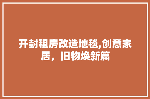 开封租房改造地毯,创意家居，旧物焕新篇
