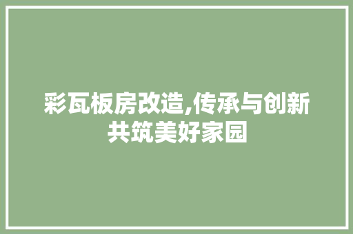彩瓦板房改造,传承与创新共筑美好家园