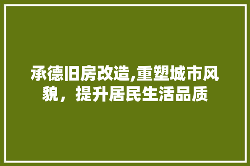承德旧房改造,重塑城市风貌，提升居民生活品质