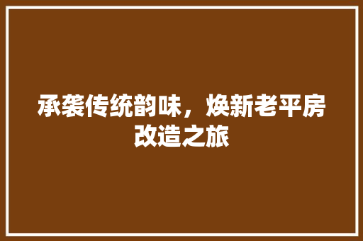 承袭传统韵味，焕新老平房改造之旅
