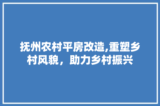 抚州农村平房改造,重塑乡村风貌，助力乡村振兴