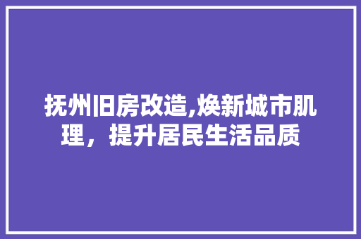 抚州旧房改造,焕新城市肌理，提升居民生活品质