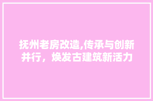 抚州老房改造,传承与创新并行，焕发古建筑新活力