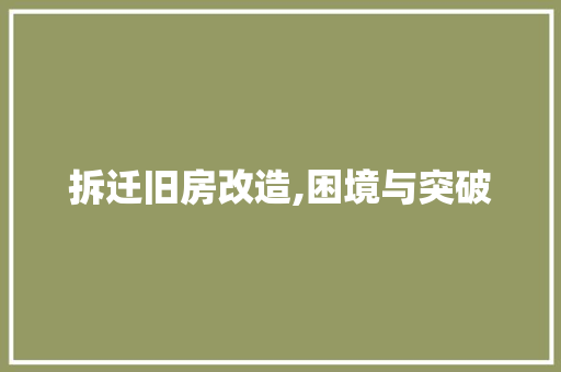 拆迁旧房改造,困境与突破