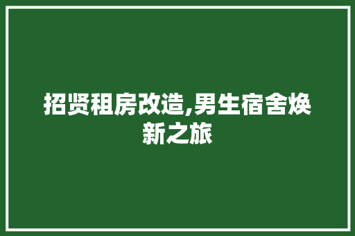 招贤租房改造,男生宿舍焕新之旅