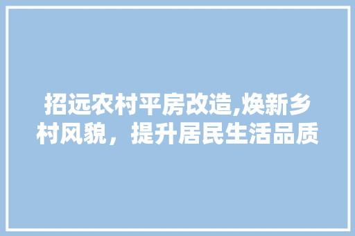招远农村平房改造,焕新乡村风貌，提升居民生活品质