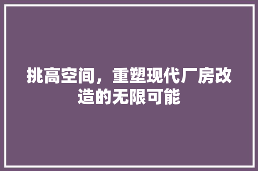 挑高空间，重塑现代厂房改造的无限可能