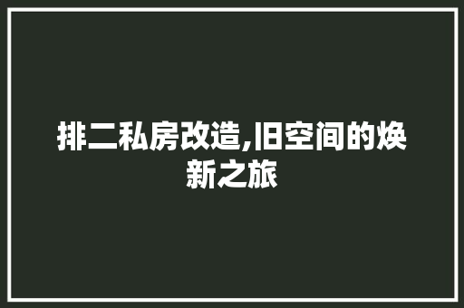 排二私房改造,旧空间的焕新之旅