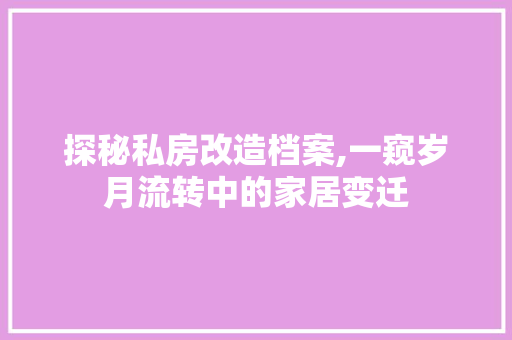 探秘私房改造档案,一窥岁月流转中的家居变迁