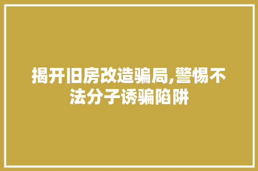揭开旧房改造骗局,警惕不法分子诱骗陷阱