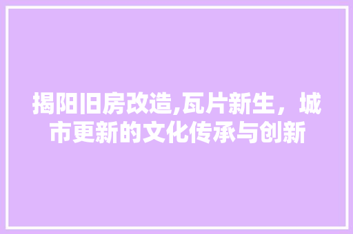 揭阳旧房改造,瓦片新生，城市更新的文化传承与创新
