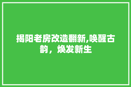 揭阳老房改造翻新,唤醒古韵，焕发新生