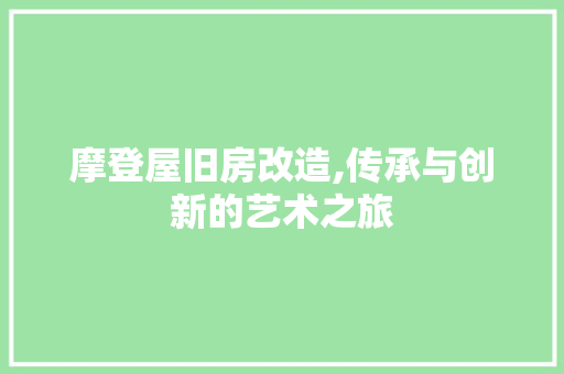 摩登屋旧房改造,传承与创新的艺术之旅