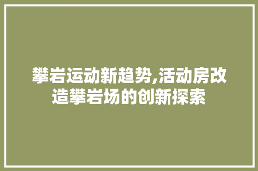 攀岩运动新趋势,活动房改造攀岩场的创新探索