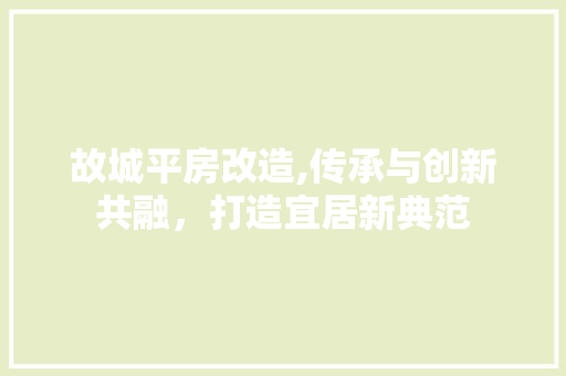 故城平房改造,传承与创新共融，打造宜居新典范