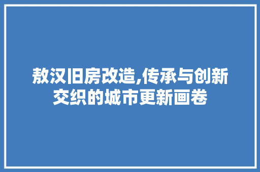 敖汉旧房改造,传承与创新交织的城市更新画卷