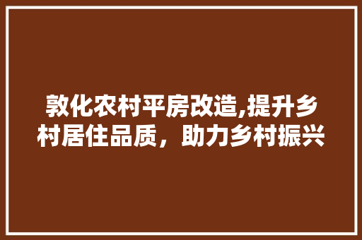 敦化农村平房改造,提升乡村居住品质，助力乡村振兴