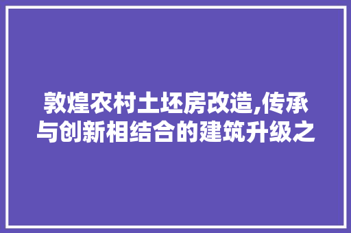 敦煌农村土坯房改造,传承与创新相结合的建筑升级之路