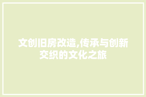 文创旧房改造,传承与创新交织的文化之旅