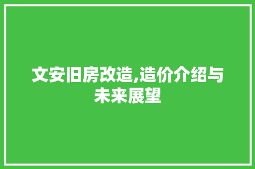 文安旧房改造,造价介绍与未来展望